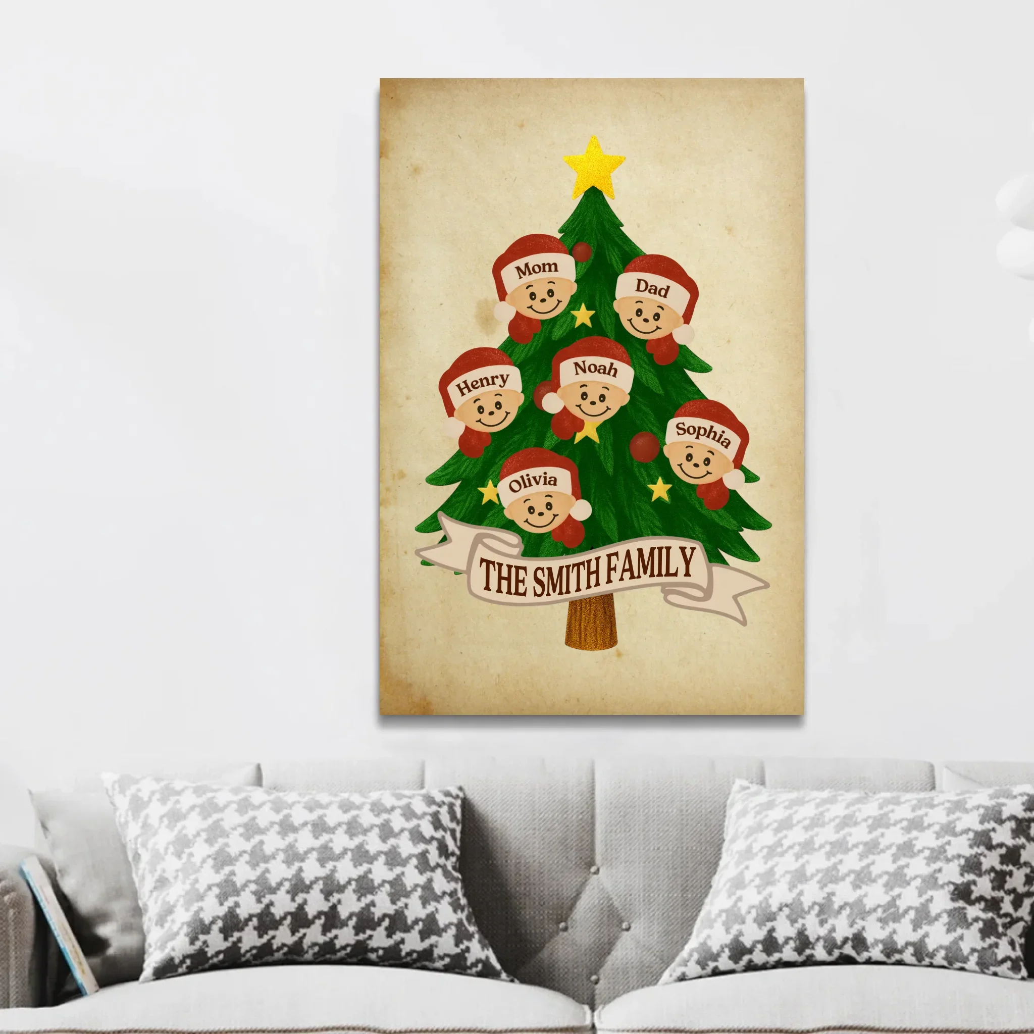 Personalized Canvas – Santa Family Name Tree - Image 3