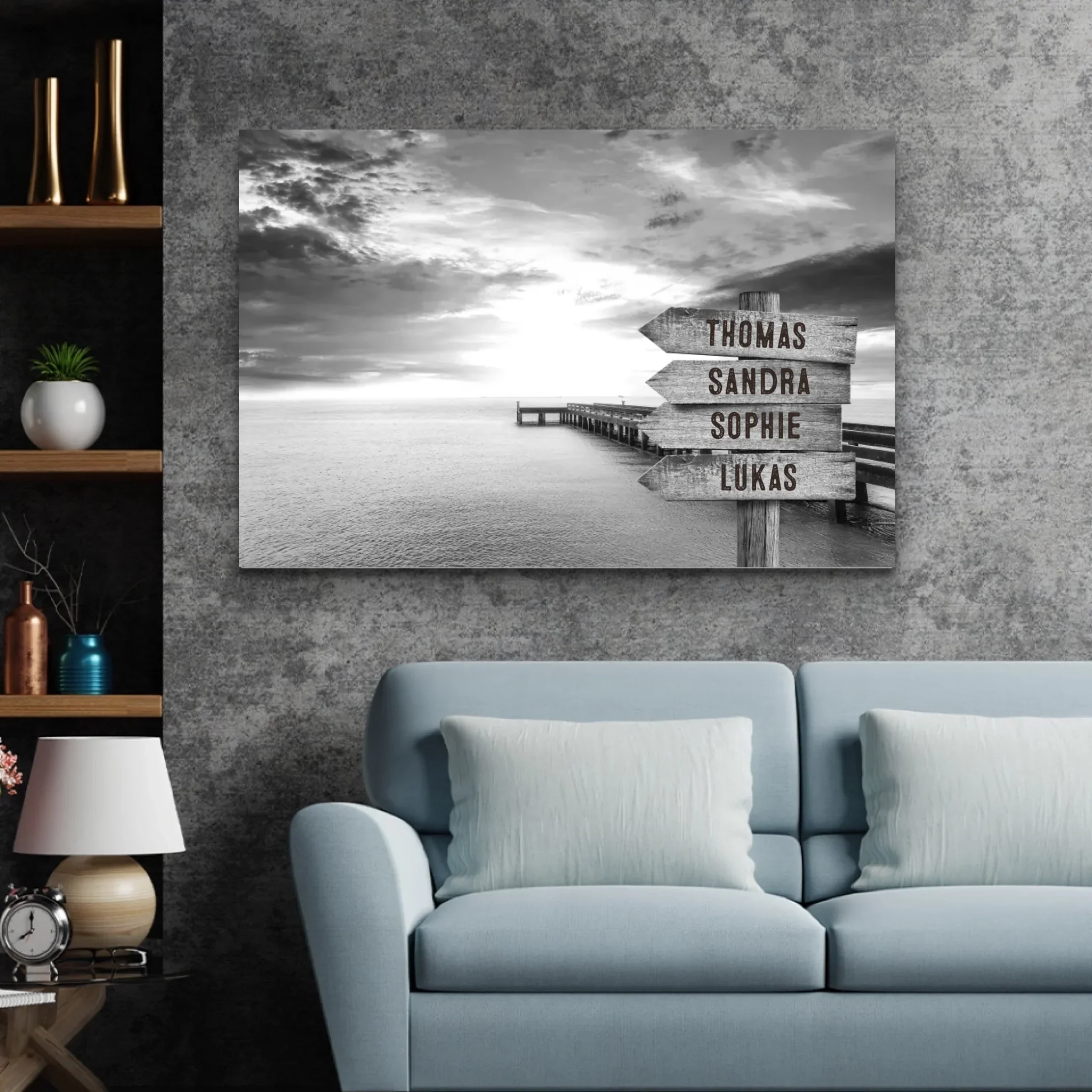 Personalized canvas “Signpost on the jetty by the sea” - Image 4