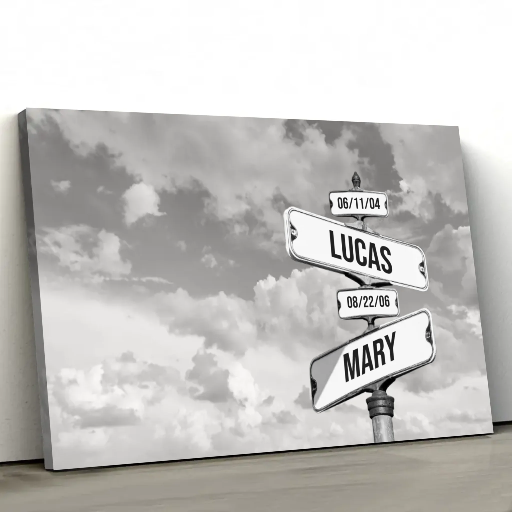 Personalized Canvas “Vintage street sign with children's date of birth - Horizontal” - Image 2