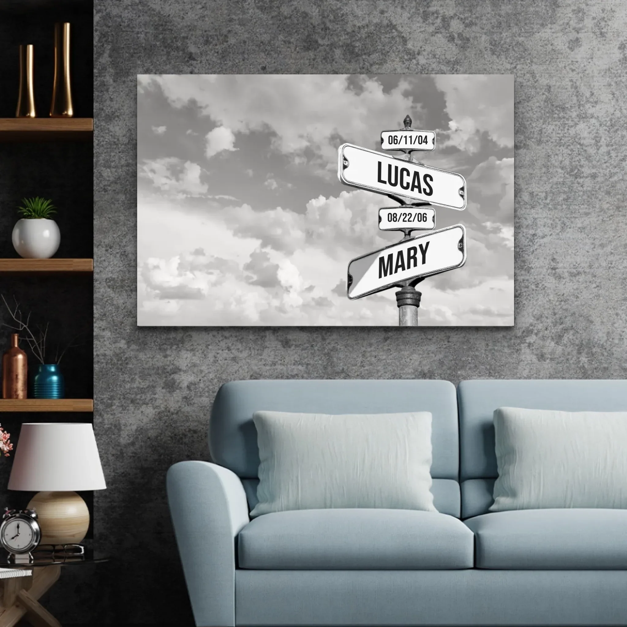 Personalized Canvas “Vintage street sign with children's date of birth - Horizontal” - Image 4