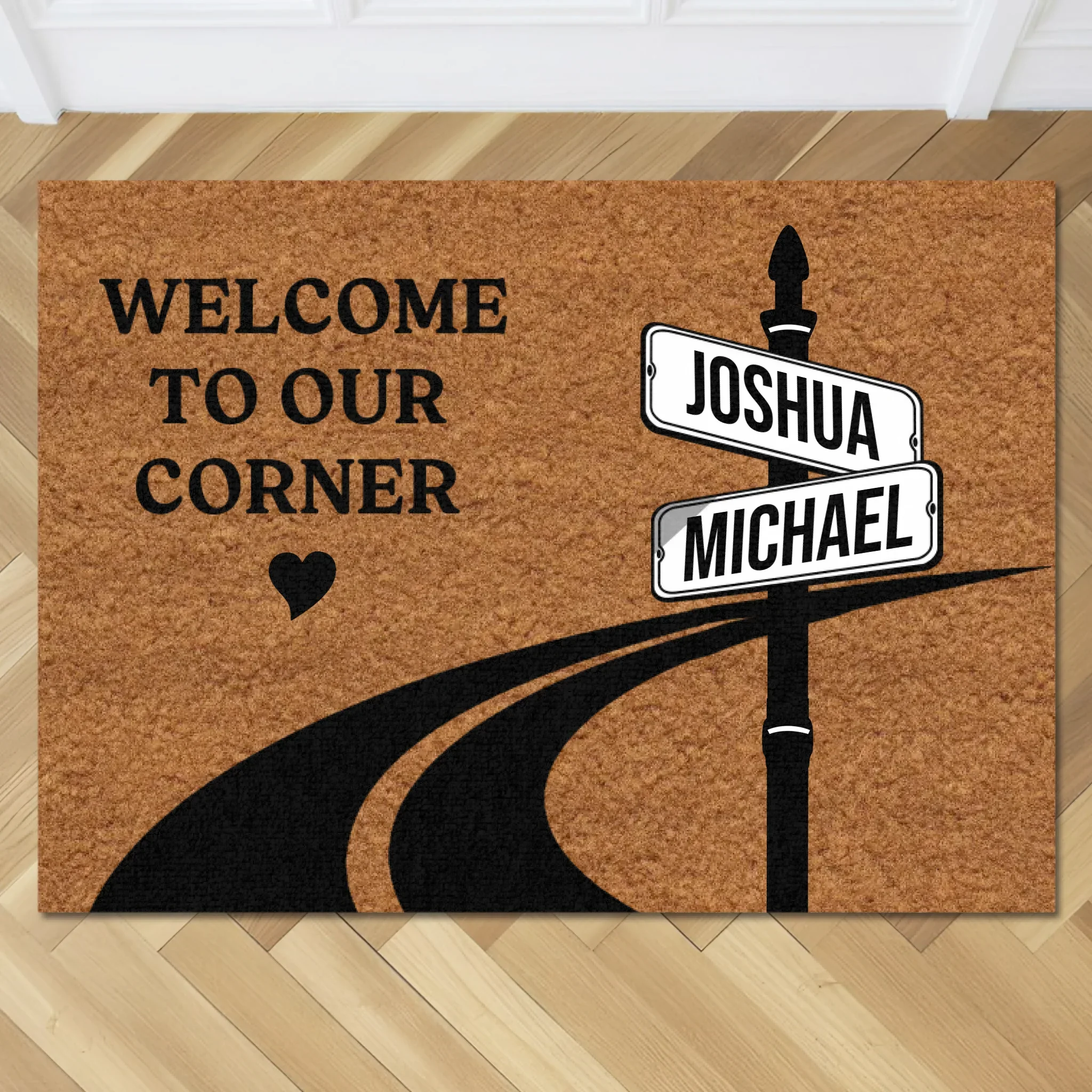 Personalized Doormat – At This Corner, Love Begins