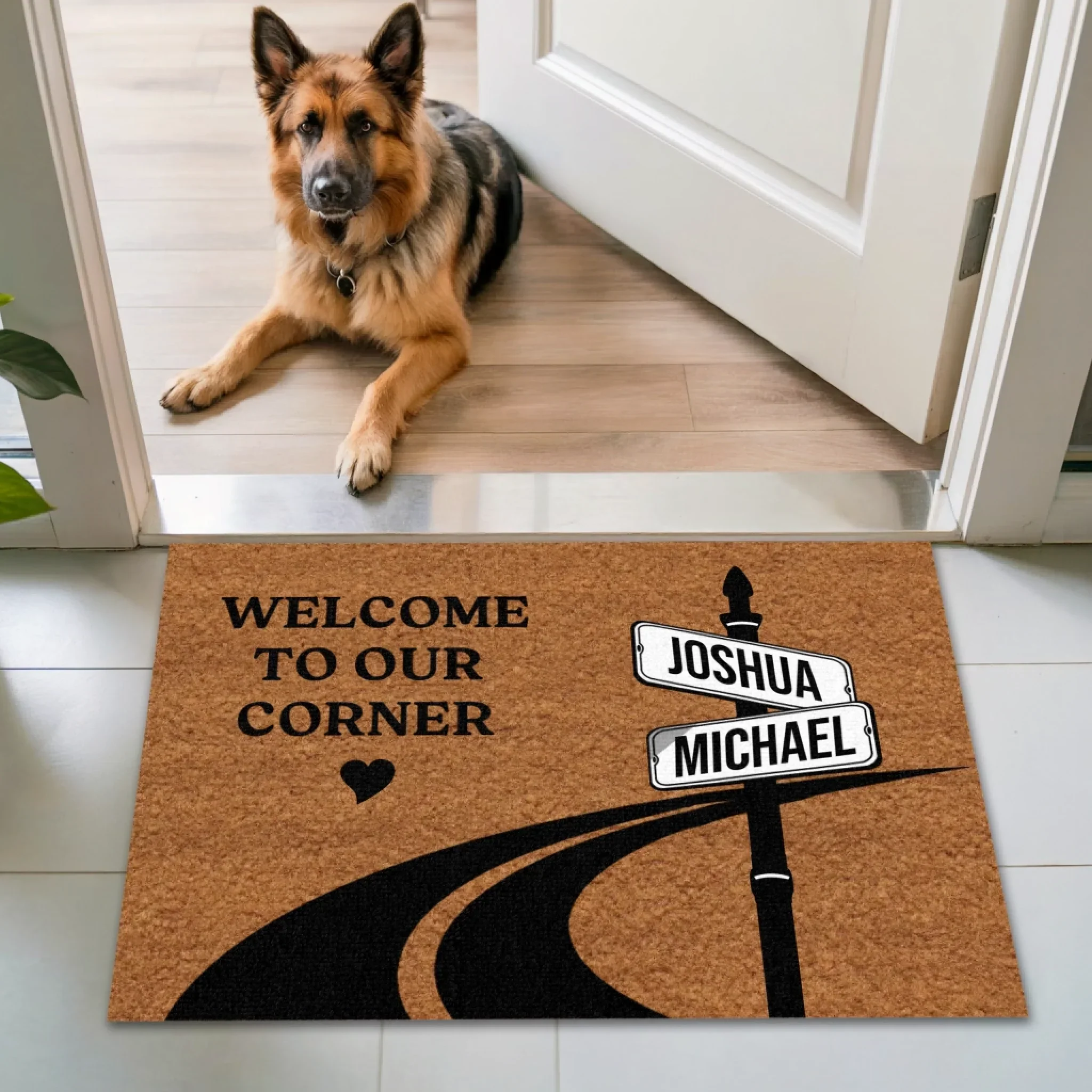 Personalized Doormat – At This Corner, Love Begins - Image 2