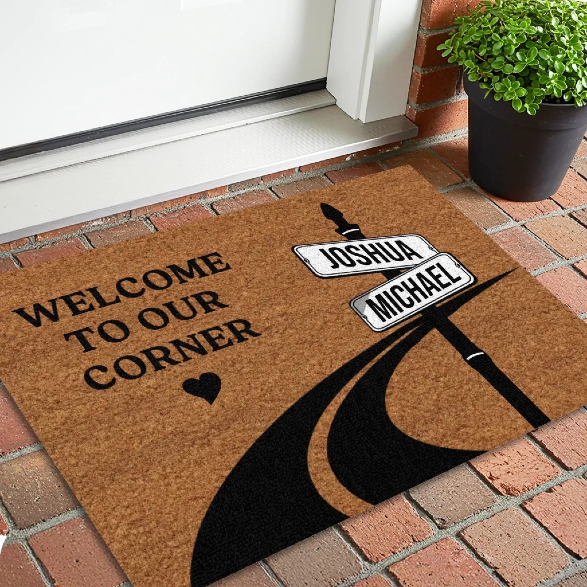 Personalized Doormat – At This Corner, Love Begins - Image 3