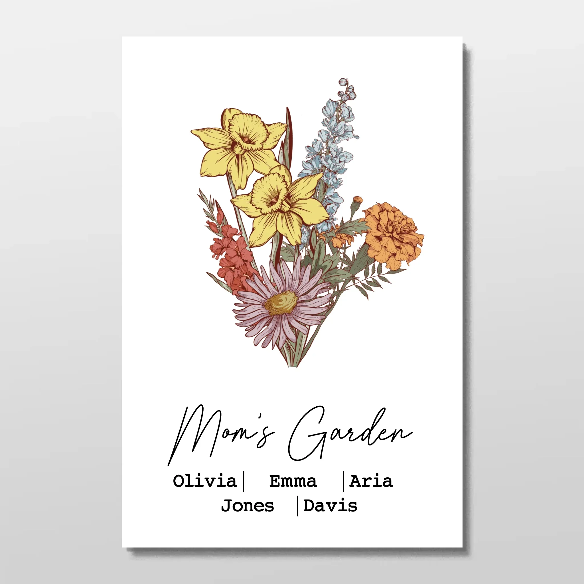 Personalized Poster "Bouquet of birth flowers"