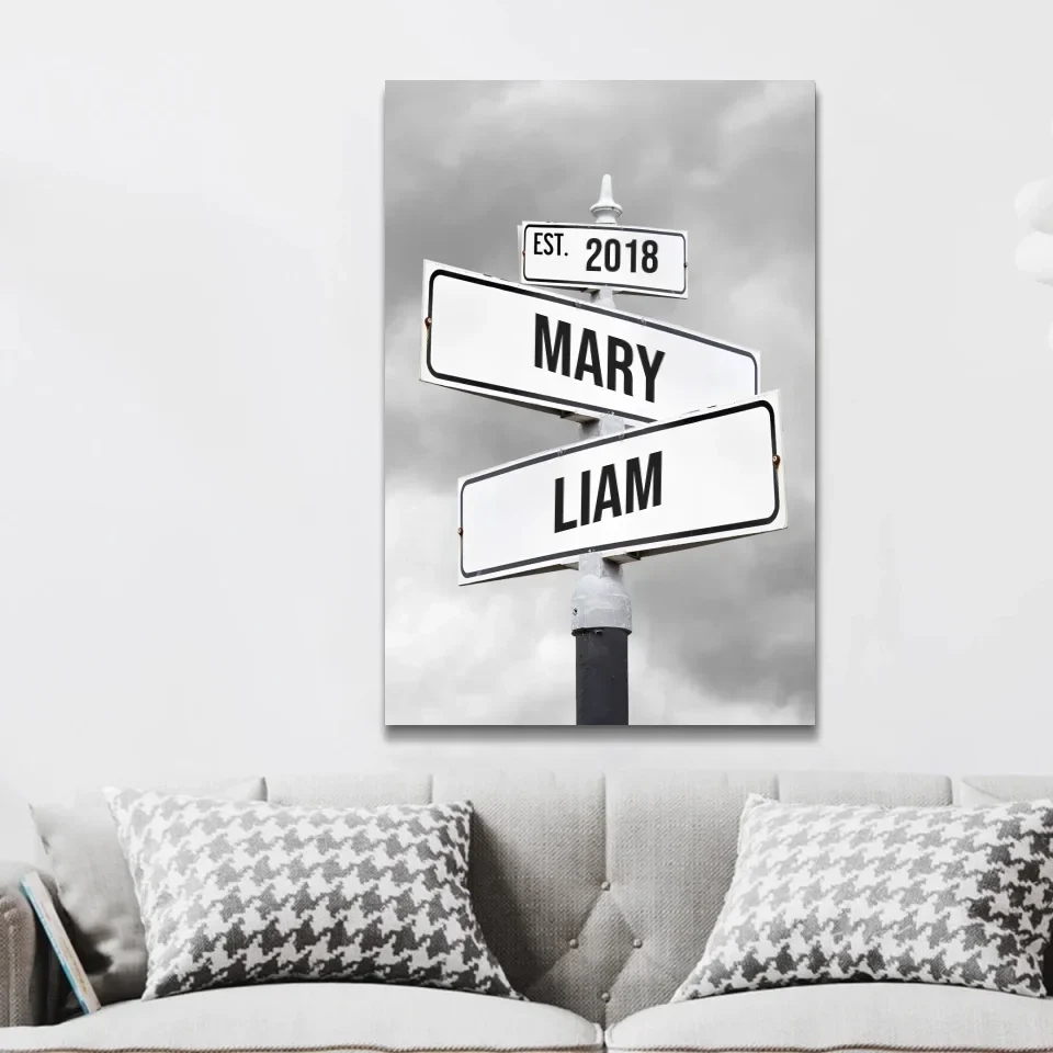 Personalized Canvas "Retro Street Sign for couples" - Image 2