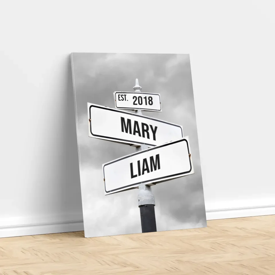 Personalized Canvas "Retro Street Sign for couples" - Image 3