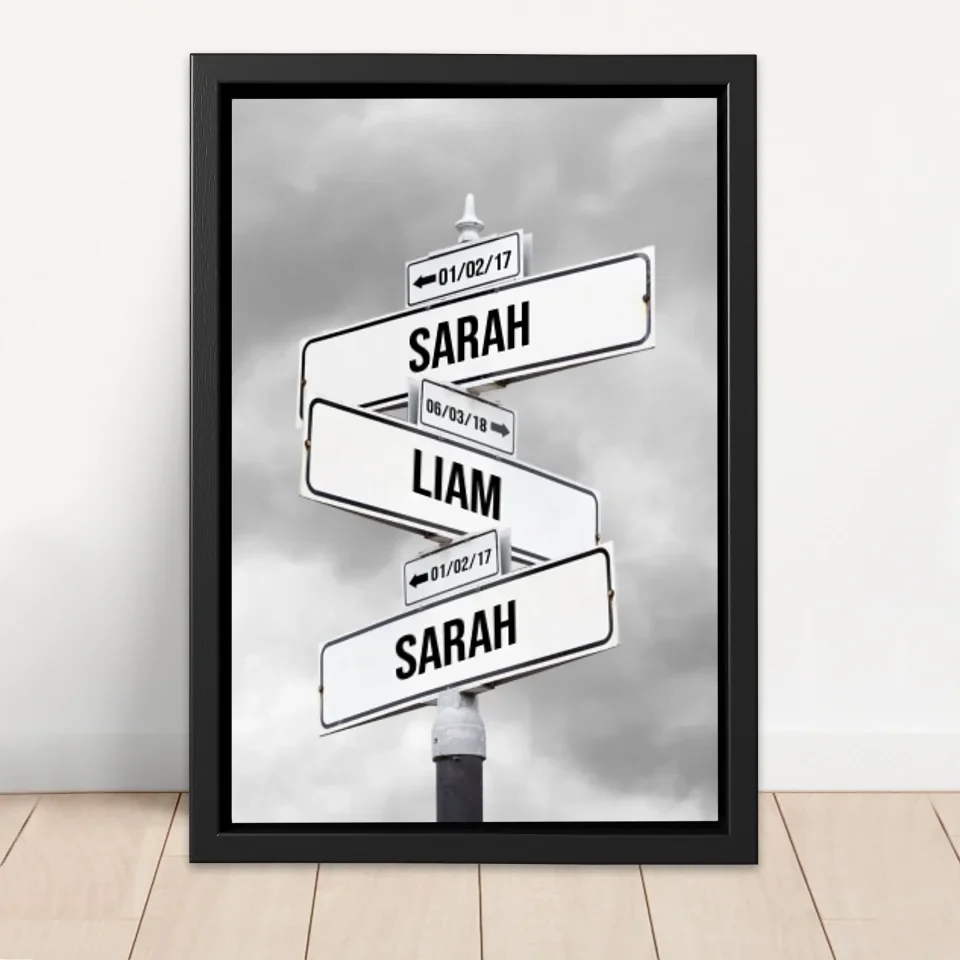 Personalized Canvas "Retro Street Sign with date of birth of children" - Image 4