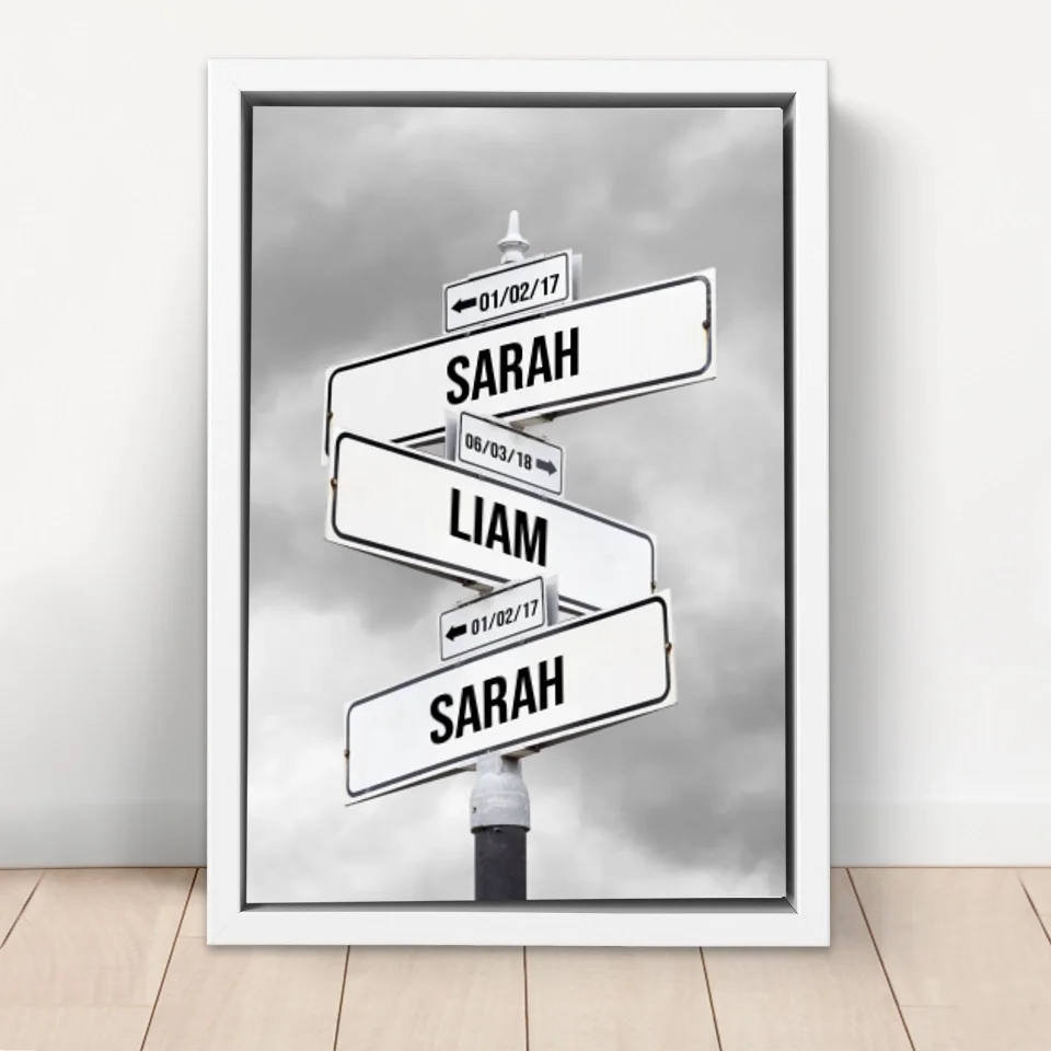 Personalized Canvas "Retro Street Sign with date of birth of children" - Image 6