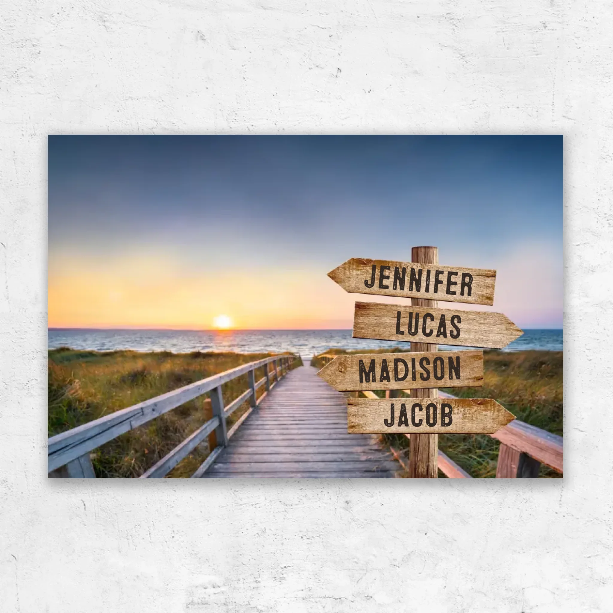 Personalized Canvas "Shared Signpost at the beach path"